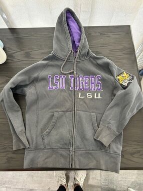 LSU Tigers Men's Gray & Purple Zip Hoodie Jacket